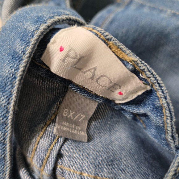 The Children's Place Denim Overalls with Embroidered Patches Girls' Size 6X/7 - Picture 8 of 15
